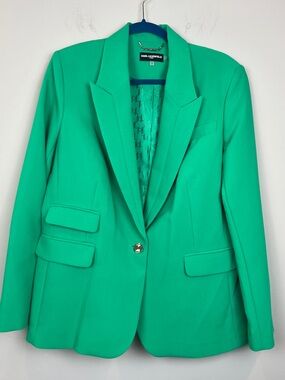 New Karl Lagerfeld Paris Kelly Emerald Green Single-Button Blazer Size 12